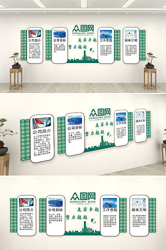 绿色公司企业文化墙