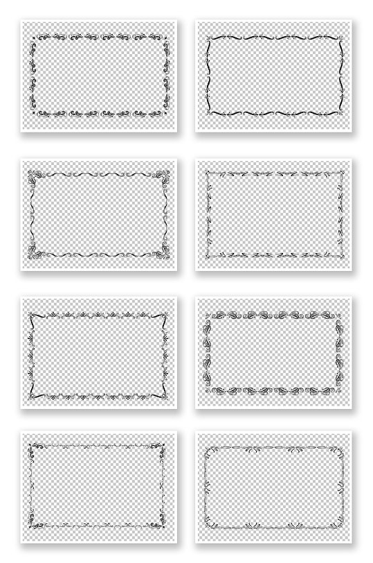古典方形花纹PNG花边