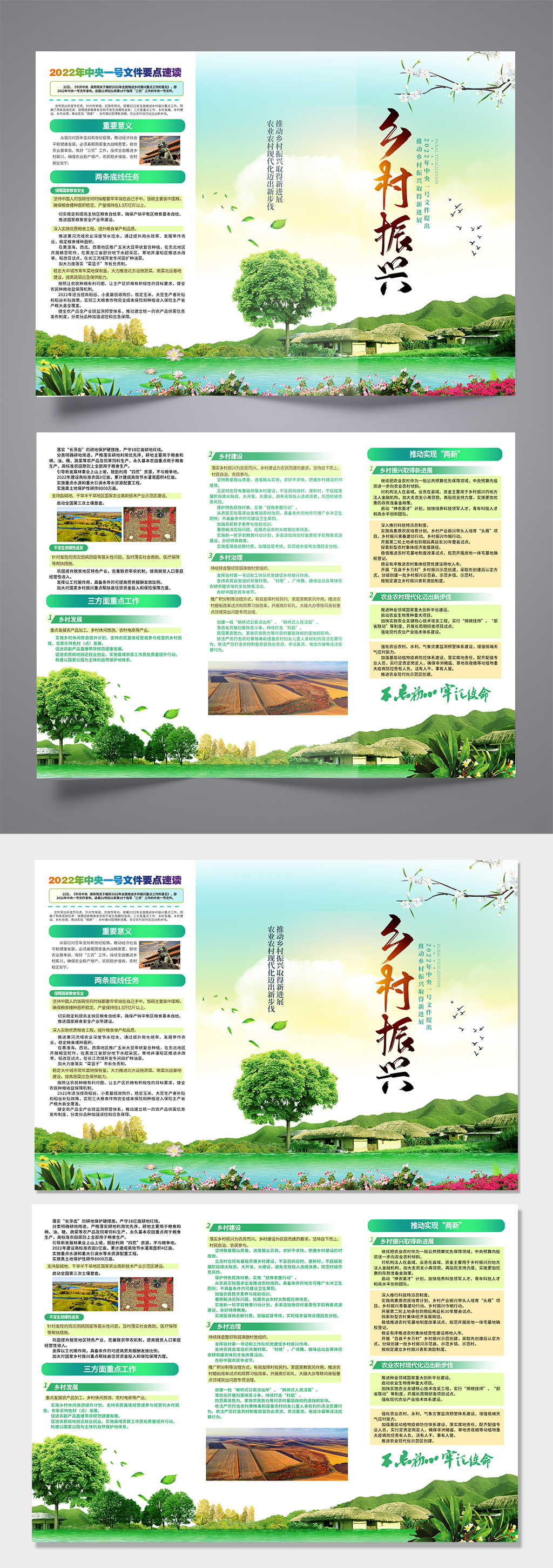 2022中央一号文件乡村振兴战略党建展板素材