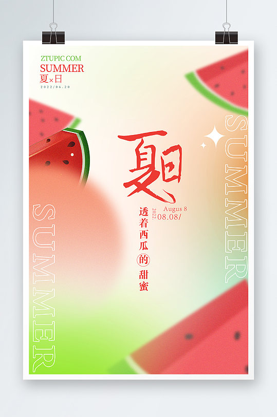 夏季夏日夏天水果西瓜饮料饮品海报