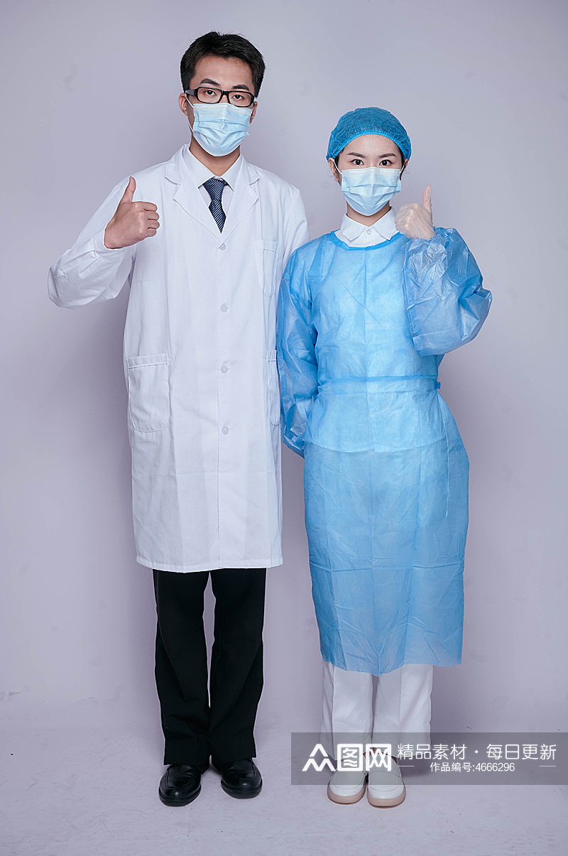 医务人员人物医生护士组合摄影图片点赞手势素材