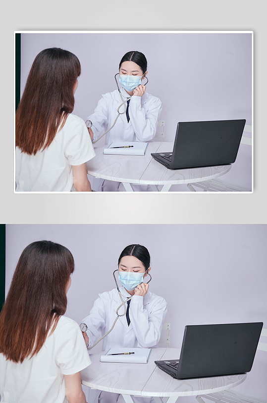 醫(yī)療女醫(yī)生醫(yī)務(wù)人員人物聽診面診攝影圖片