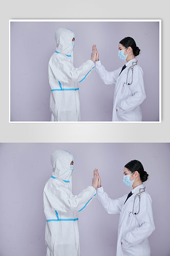 医生护士医务人员人物摄影加油打气图片击掌