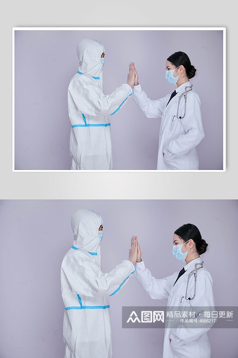 医生护士医务人员人物摄影加油打气图片击掌素材