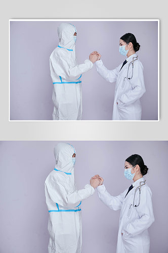 医生护士医务人员人物摄影加油打气图片握手