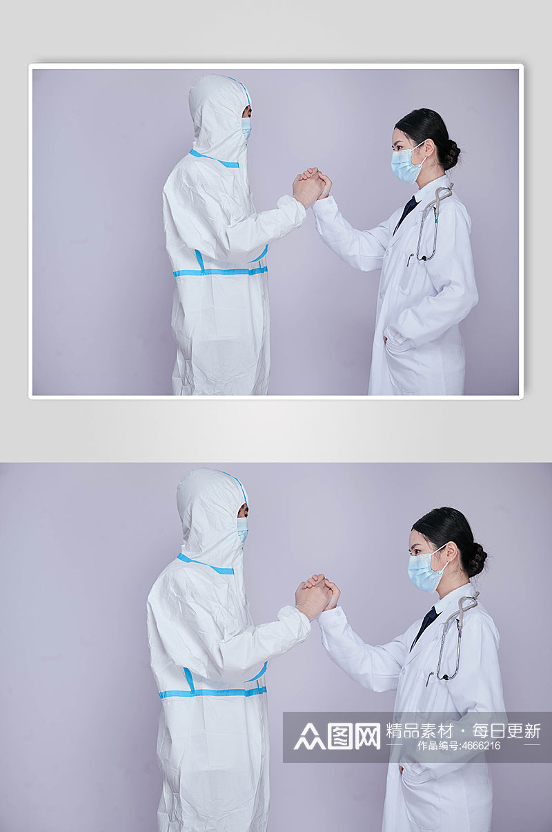 医生护士医务人员人物摄影加油打气图片握手素材
