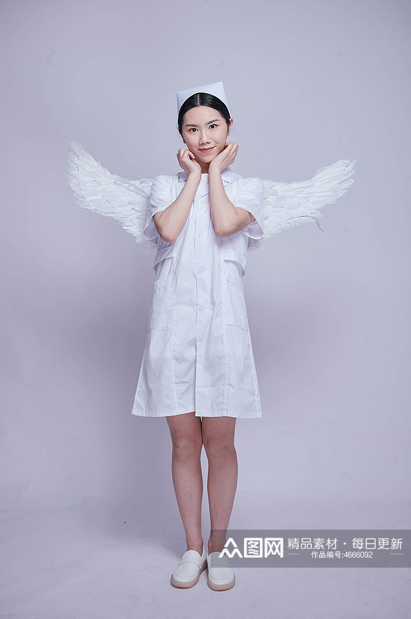 天使翅膀护士医生医务人员人物摄影图片素材