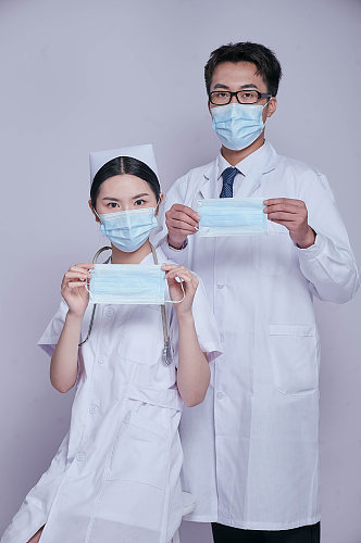 医生护士组合医务人员人物摄影图片戴口罩