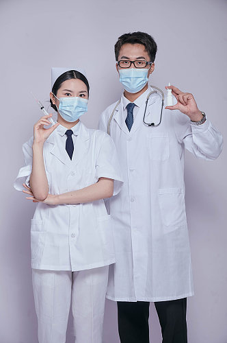 戴口罩医生护士组合医务人员人物摄影图片