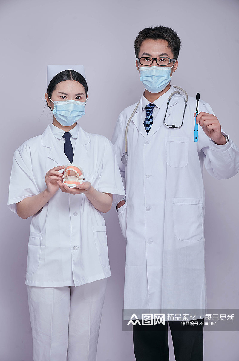 牙医牙科医生护士组合医务人员人物摄影图片素材