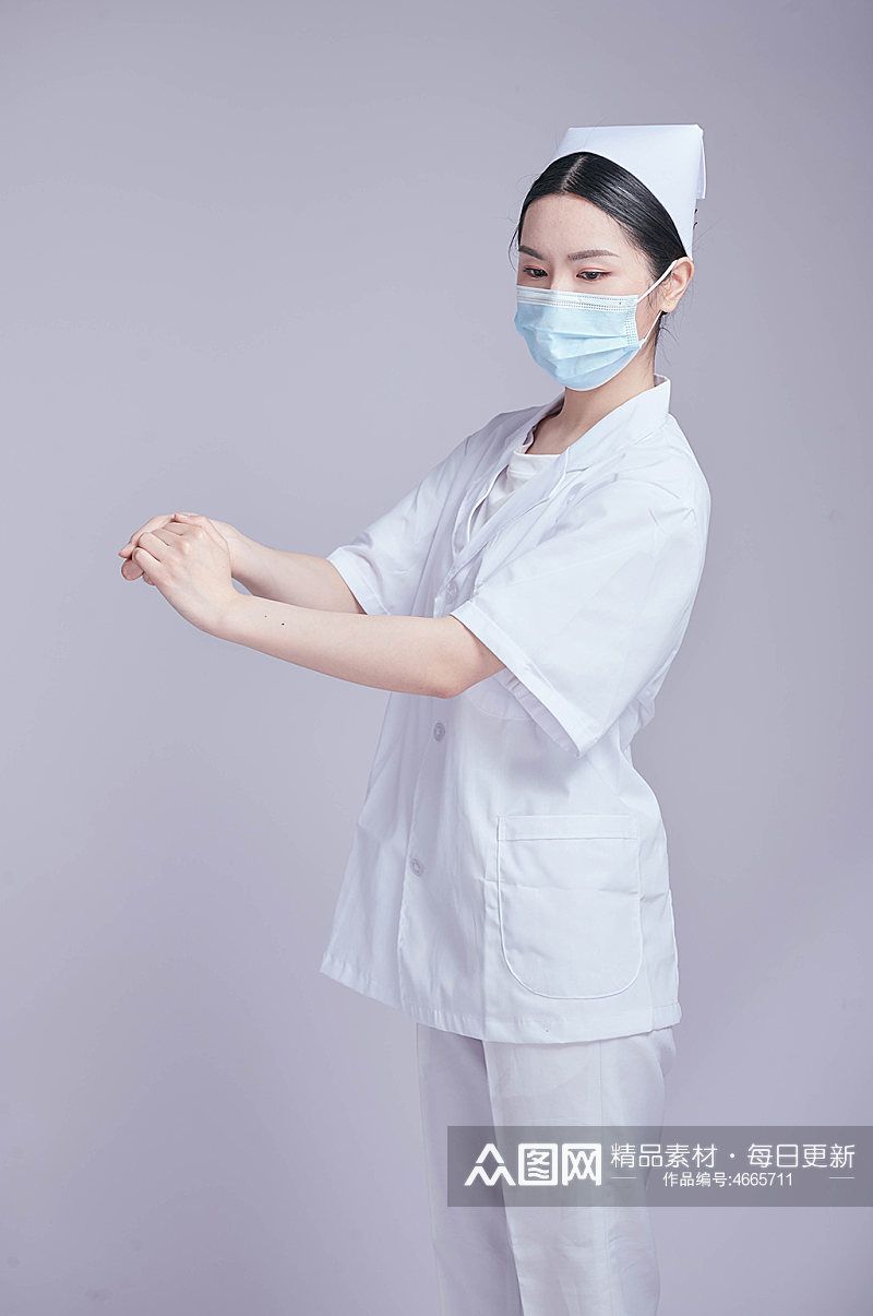 护士医疗医务人员人物摄影图片七步洗手法素材