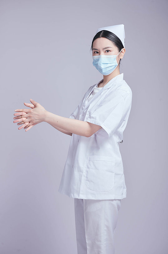 护士医疗医务人员人物摄影图片七步洗手法-众图网