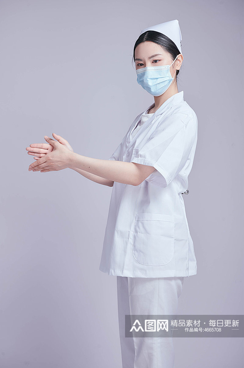 护士医疗医务人员人物摄影图片七步洗手法素材