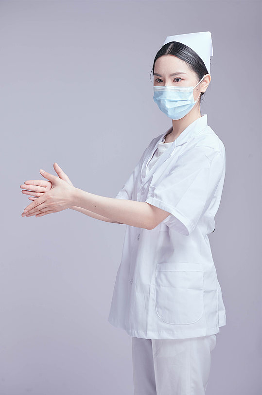 护士医疗医务人员人物摄影图片七步洗手法