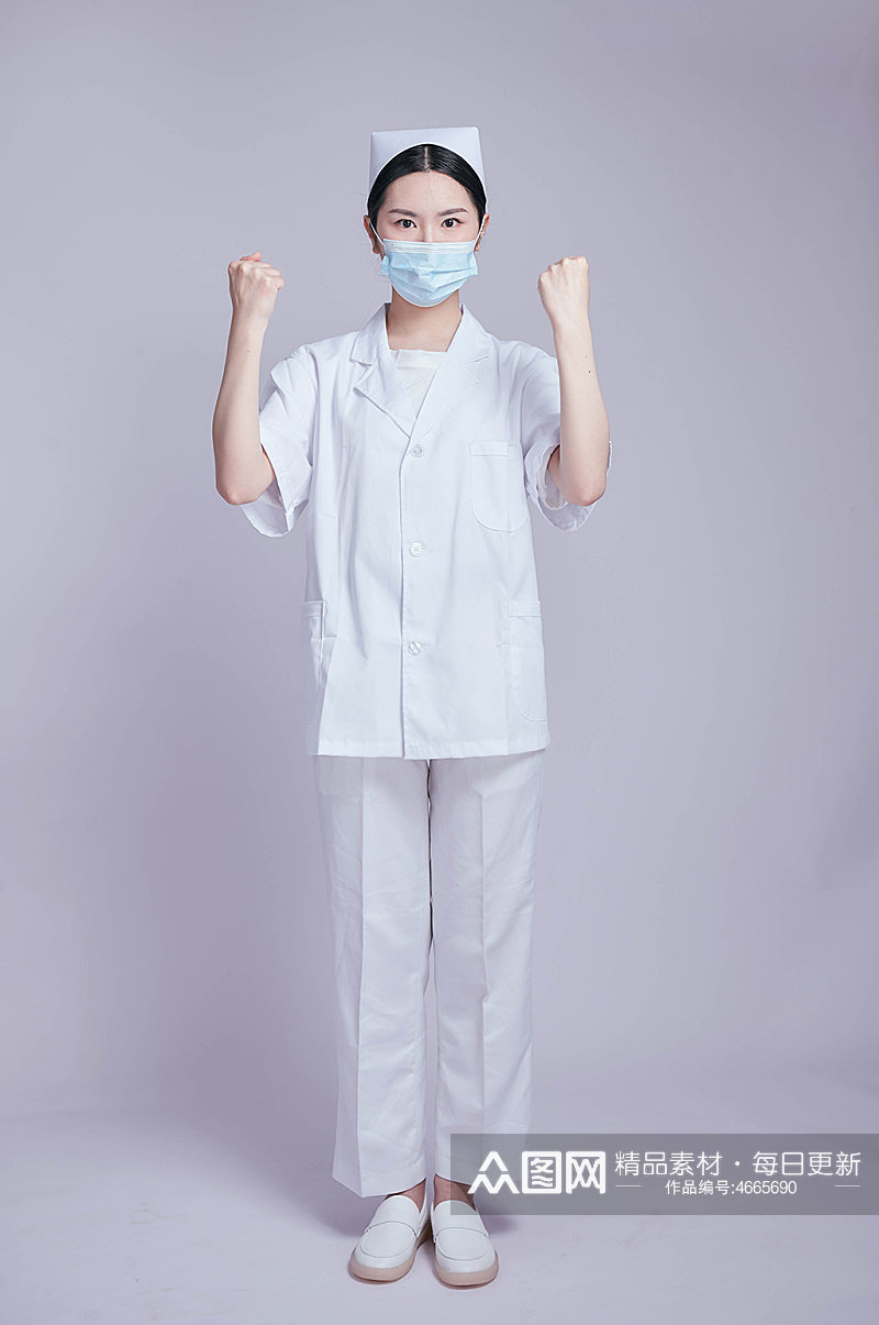 医院护士口罩医疗医务人员人物摄影图片打气素材