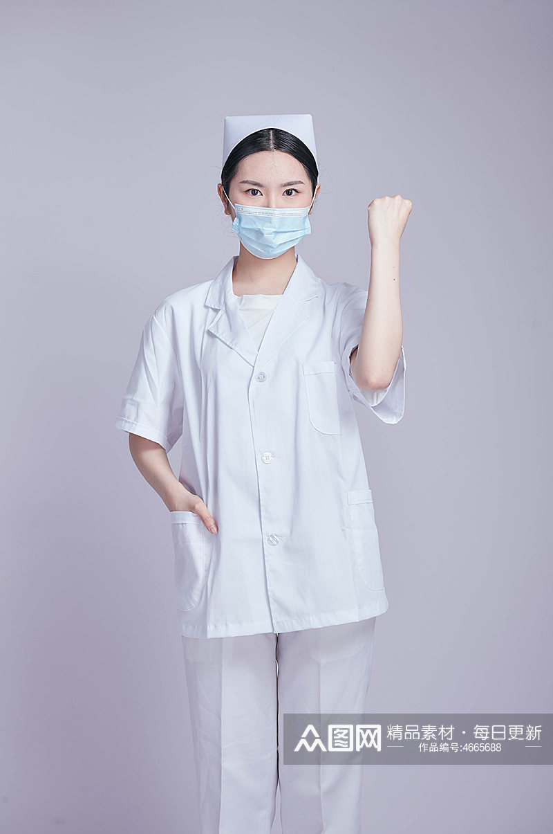 医院护士口罩医疗医务人员人物摄影图片加油素材