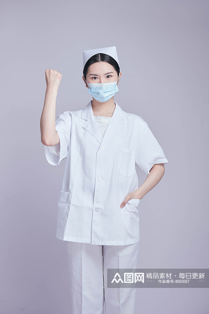 医院护士口罩医疗医务人员人物摄影图片加油素材