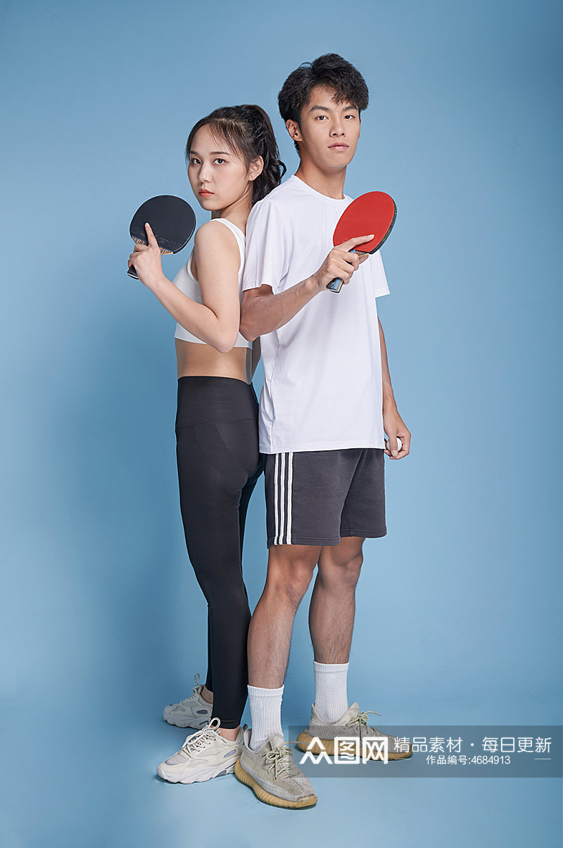 体育运动男女打乒乓球健身人物摄影图精修素材