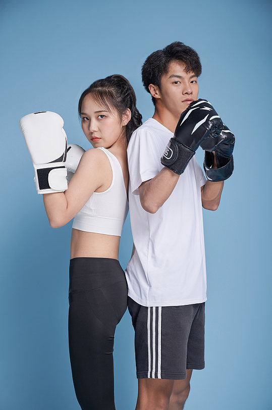 体育运动打拳击泰拳运动男女人物摄影图精修