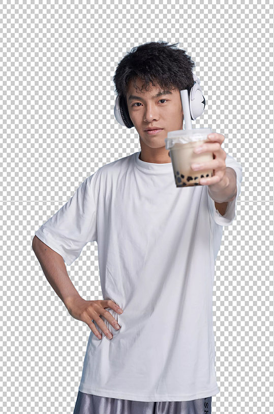 夏日夏季喝奶茶人物泳装免抠png摄影图片