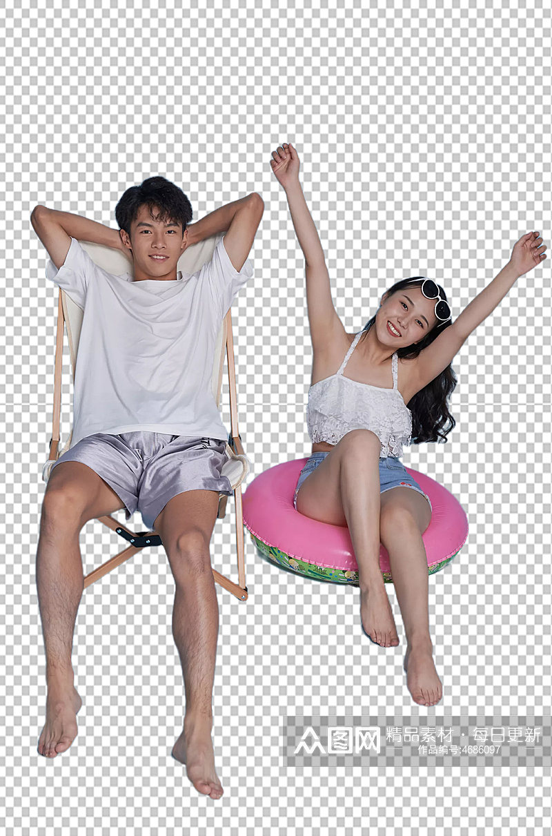 夏日夏季情人节情侣泳装免抠PNG摄影图片素材