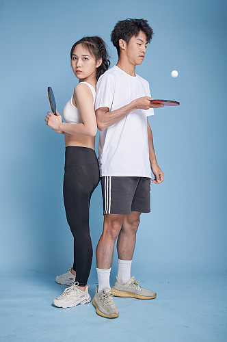 体育运动男生乒乓球男女健身人物摄影图