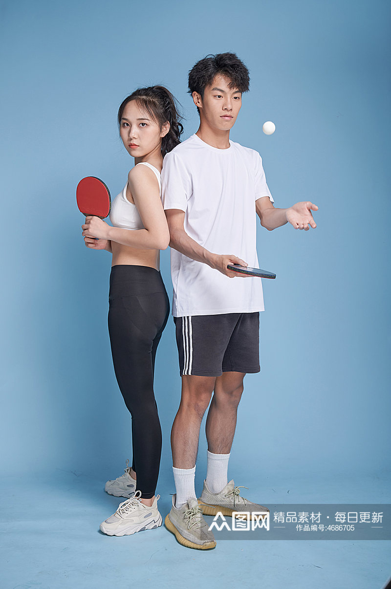 体育运动男生乒乓球男女健身人物摄影图素材