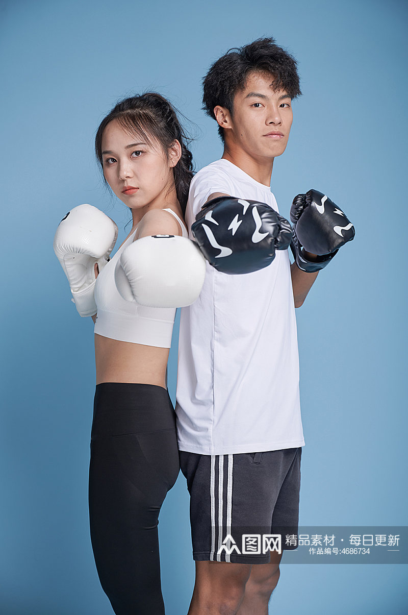 体育运动男女打拳击健身人物摄影图素材