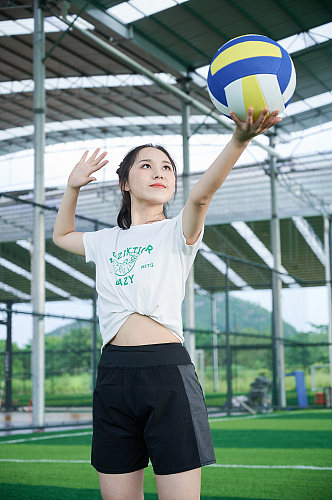 排球女生女排体育运动健身人物摄影图