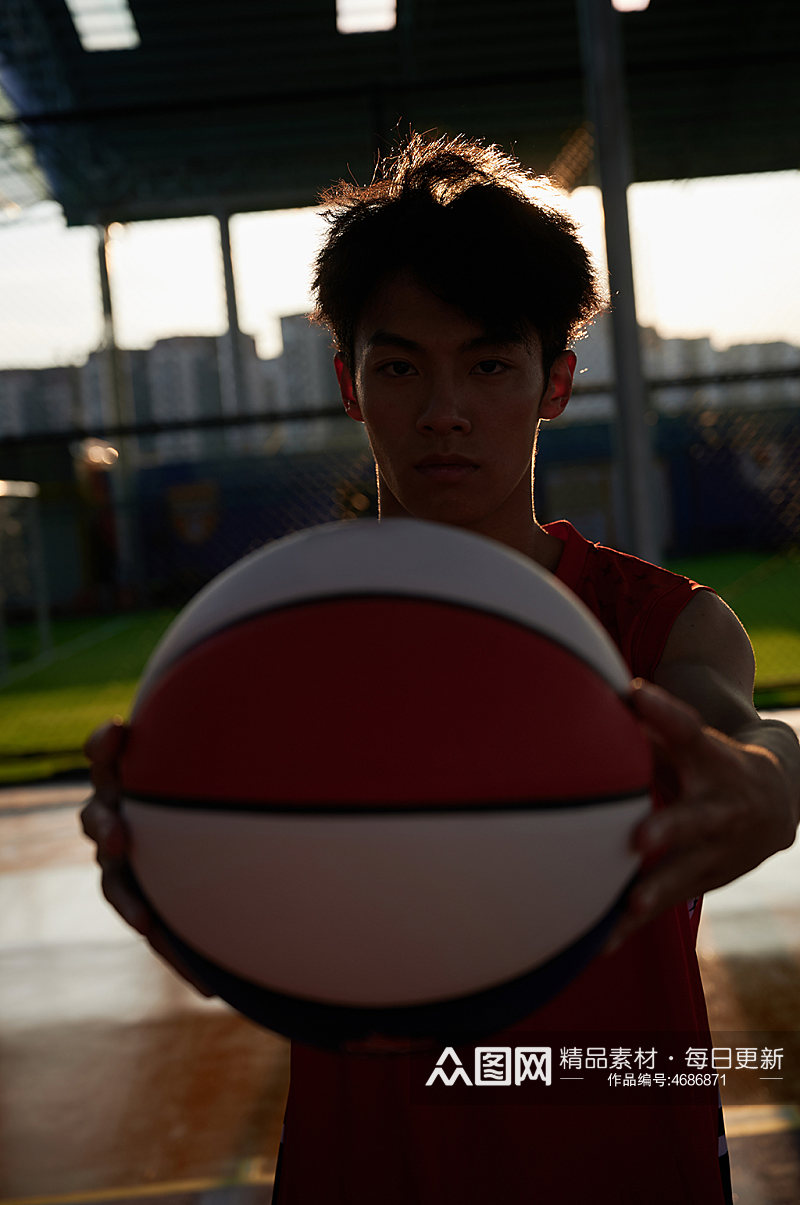 篮球男生体育运动健身人物剪影摄影图素材