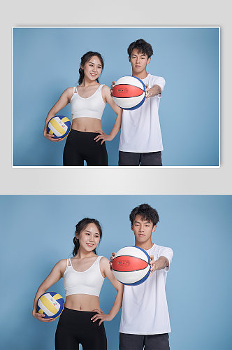 篮球排球体育球类运动健身人物摄影图