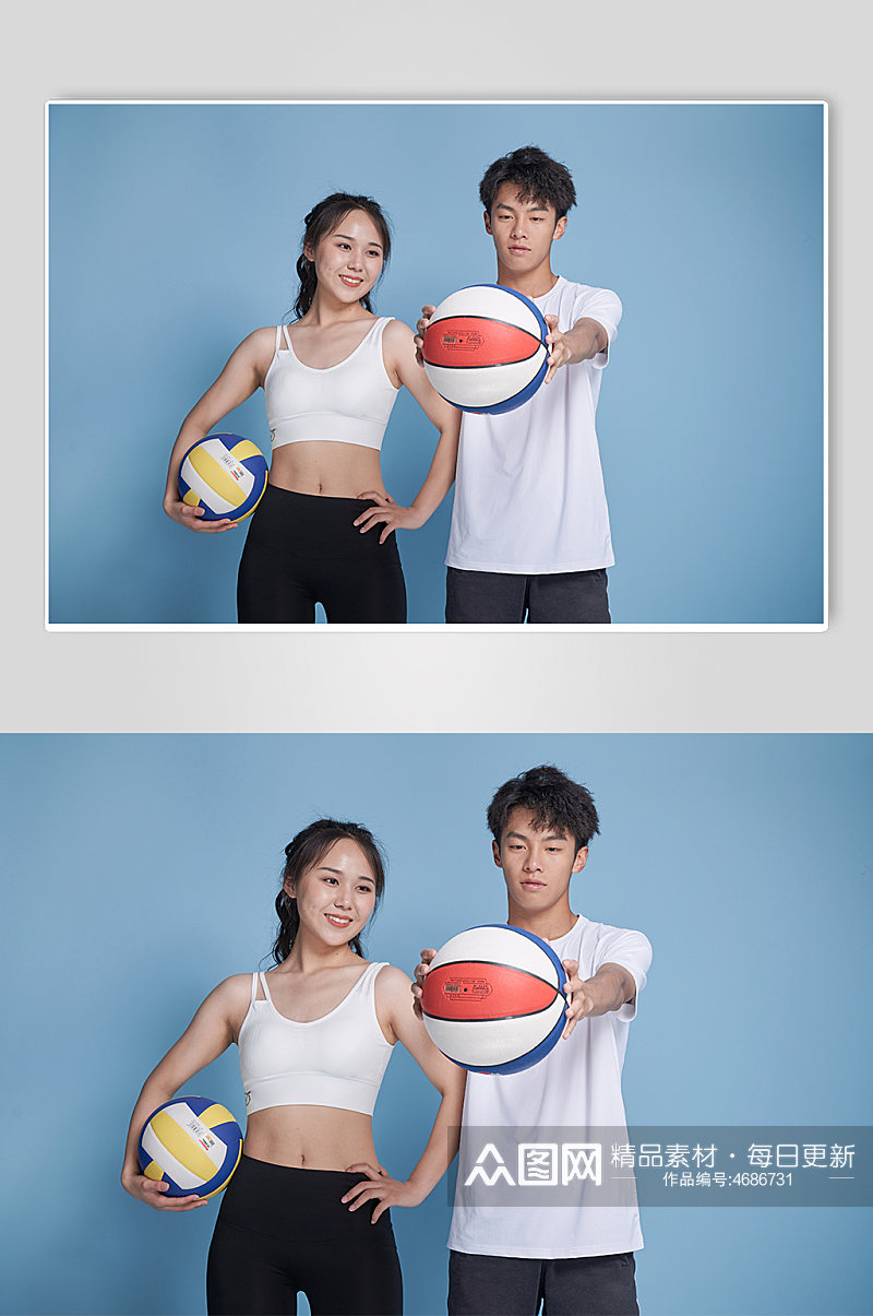 篮球排球体育球类运动健身人物摄影图素材