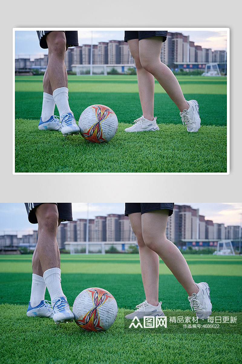 足球场体育足球运动男女健身人物摄影图素材