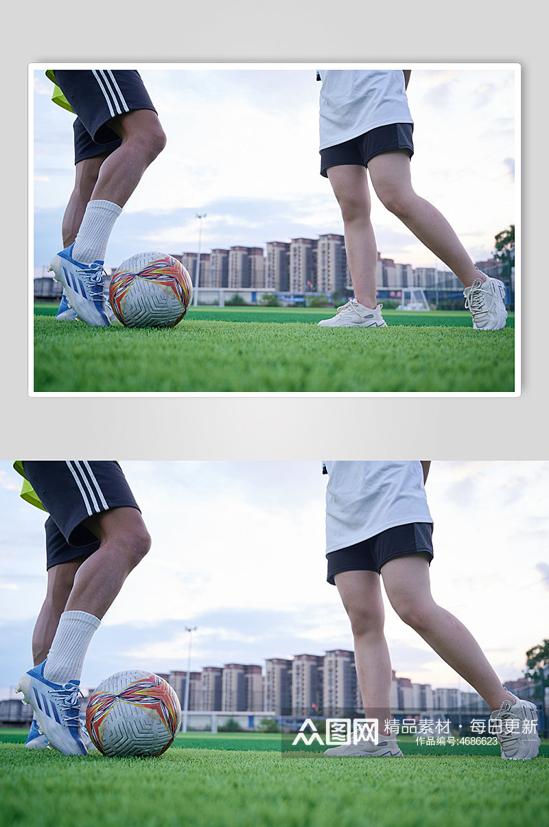 足球场体育足球运动男女健身人物摄影图素材
