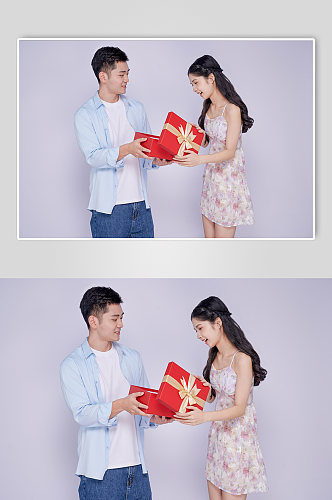 情人节告白礼物盒青春情侣人物摄影图片精修