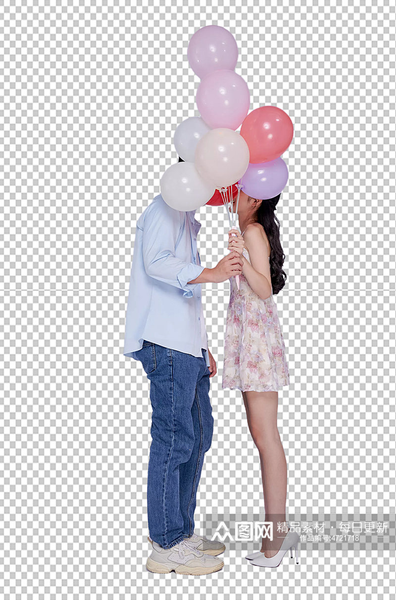 情人节气球青春情侣人物免抠PNG摄影图片素材