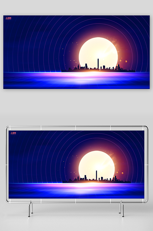 科技企业海报背景图元素免抠展板背景-众图网