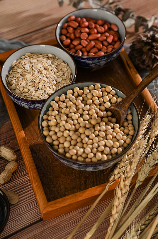 燕麦红豆绿豆营养五谷杂粮摄影图片