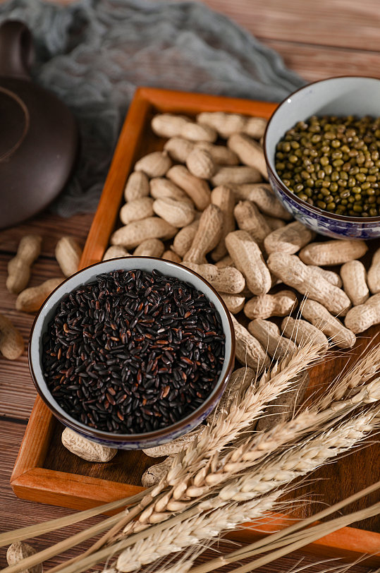 黑米绿豆美食营养五谷杂粮摄影图片-众图网