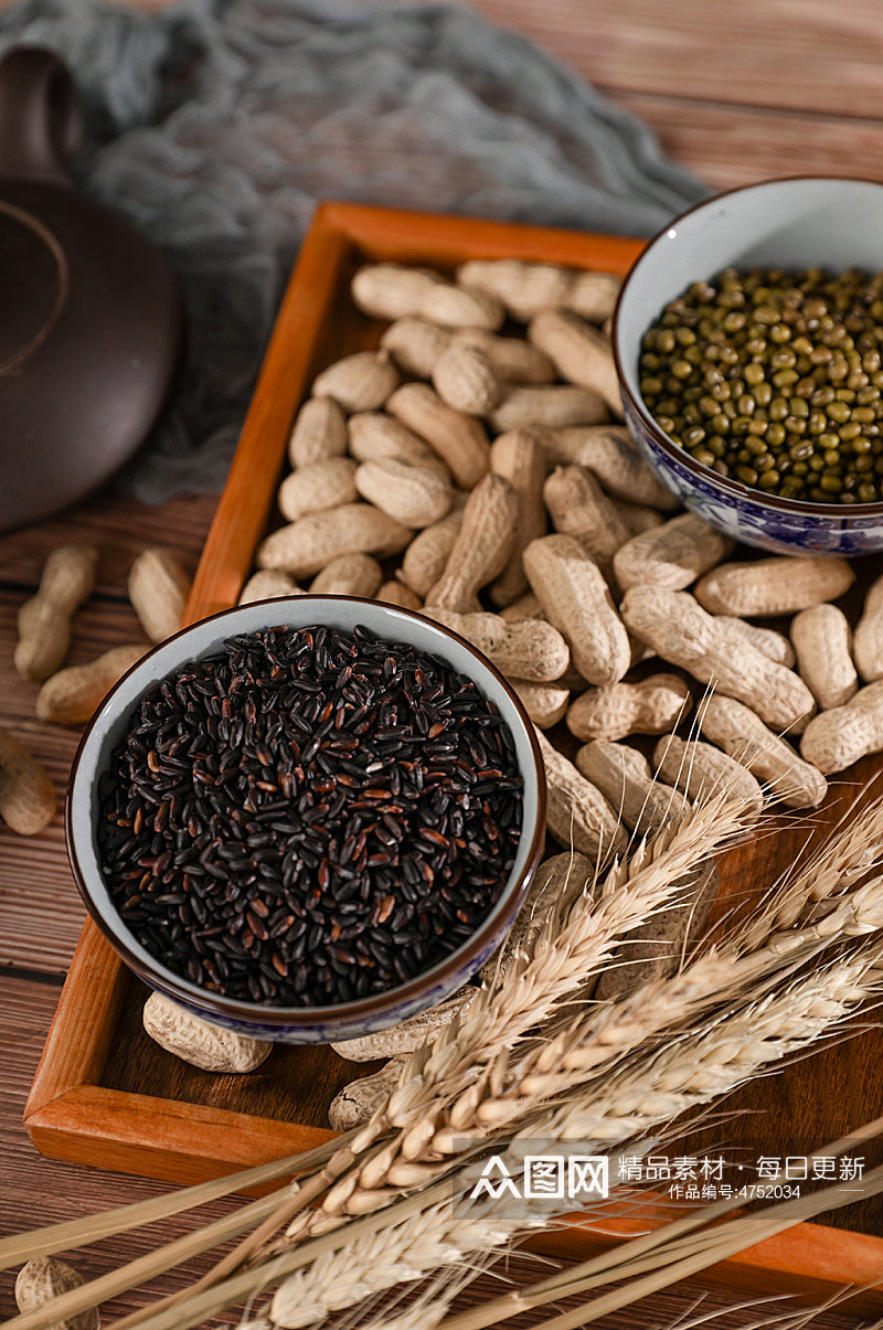 黑米绿豆美食营养五谷杂粮摄影图片素材