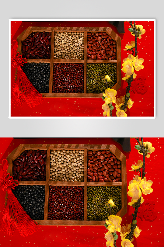 红豆绿豆黑豆黄豆营养五谷杂粮摄影图片