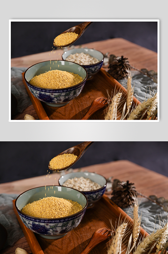 黄色小米粥营养五谷杂粮摄影图片