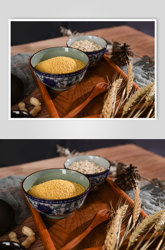 黄色小米粥营养五谷杂粮摄影图片