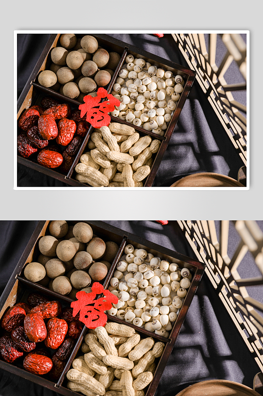 红枣桂圆花生薏米果盘营养五谷杂粮摄影图片