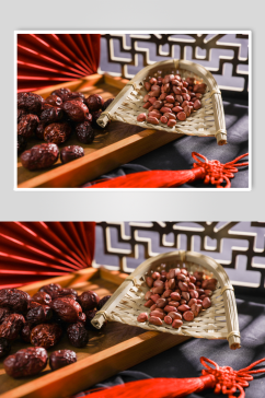 红枣花生果盘营养五谷杂粮摄影图片