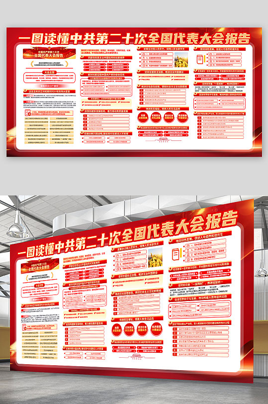 党的二十大精神二十大报告内容党建展板