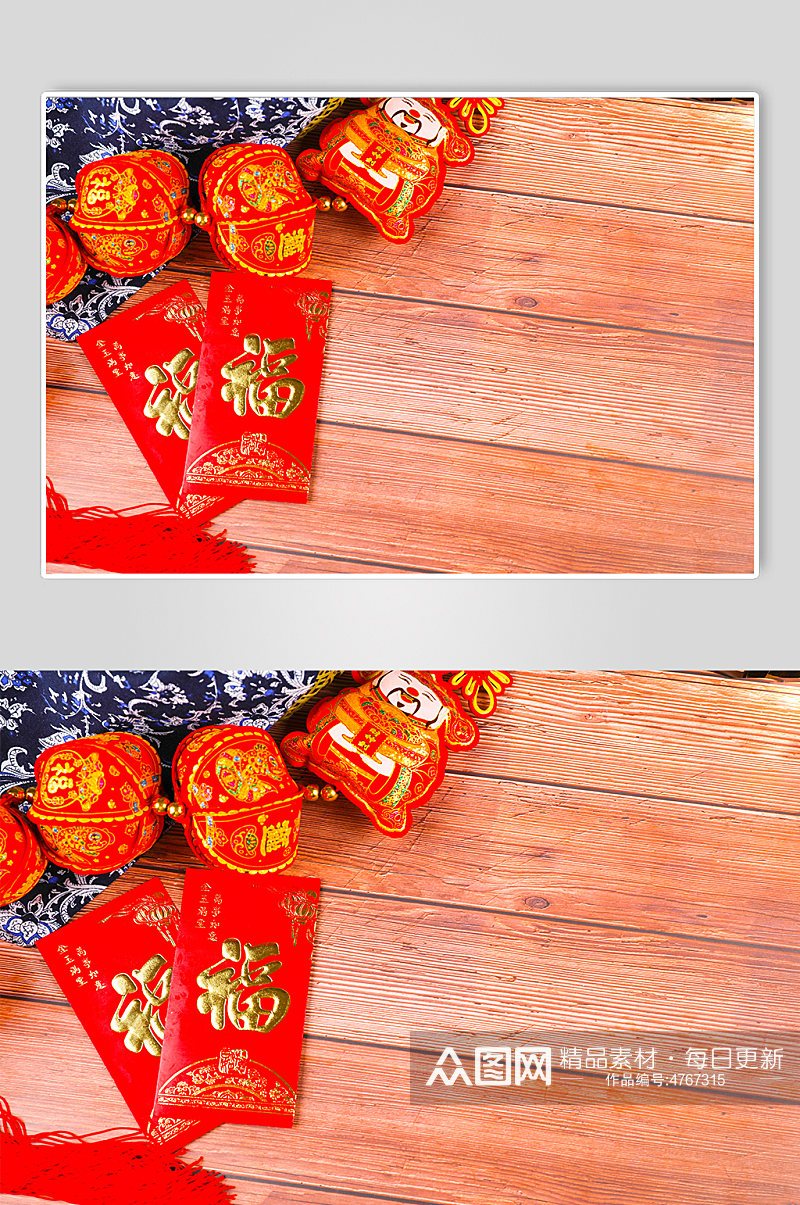 红包财神灯笼春节物品元素背景摄影图片素材