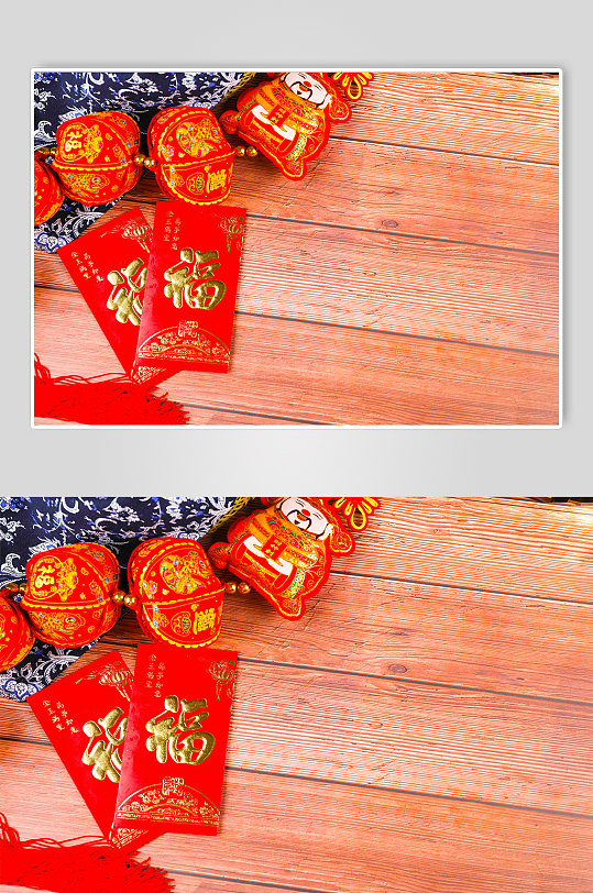 红包财神灯笼春节物品元素背景摄影图片