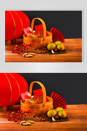 新年橘子水果春节物品元素背景摄影图片