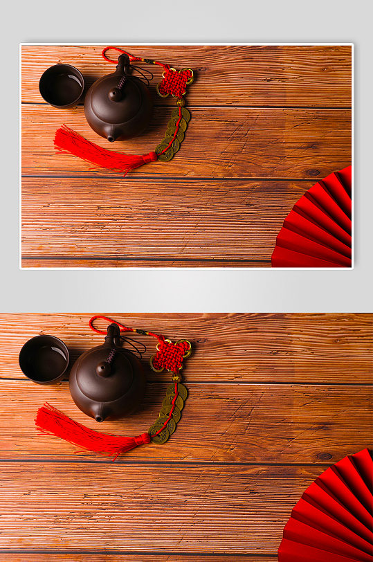 茶具春节物品元素背景摄影图片